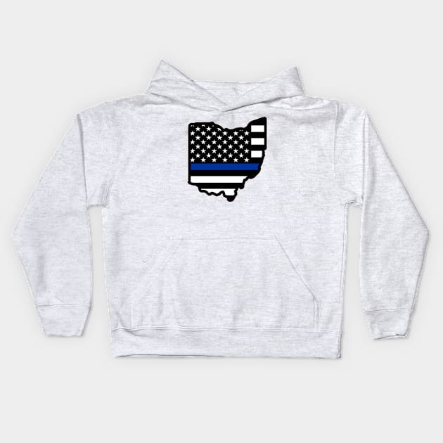 Thin Blue Stripe Ohio Flag Kids Hoodie by DarkwingDave